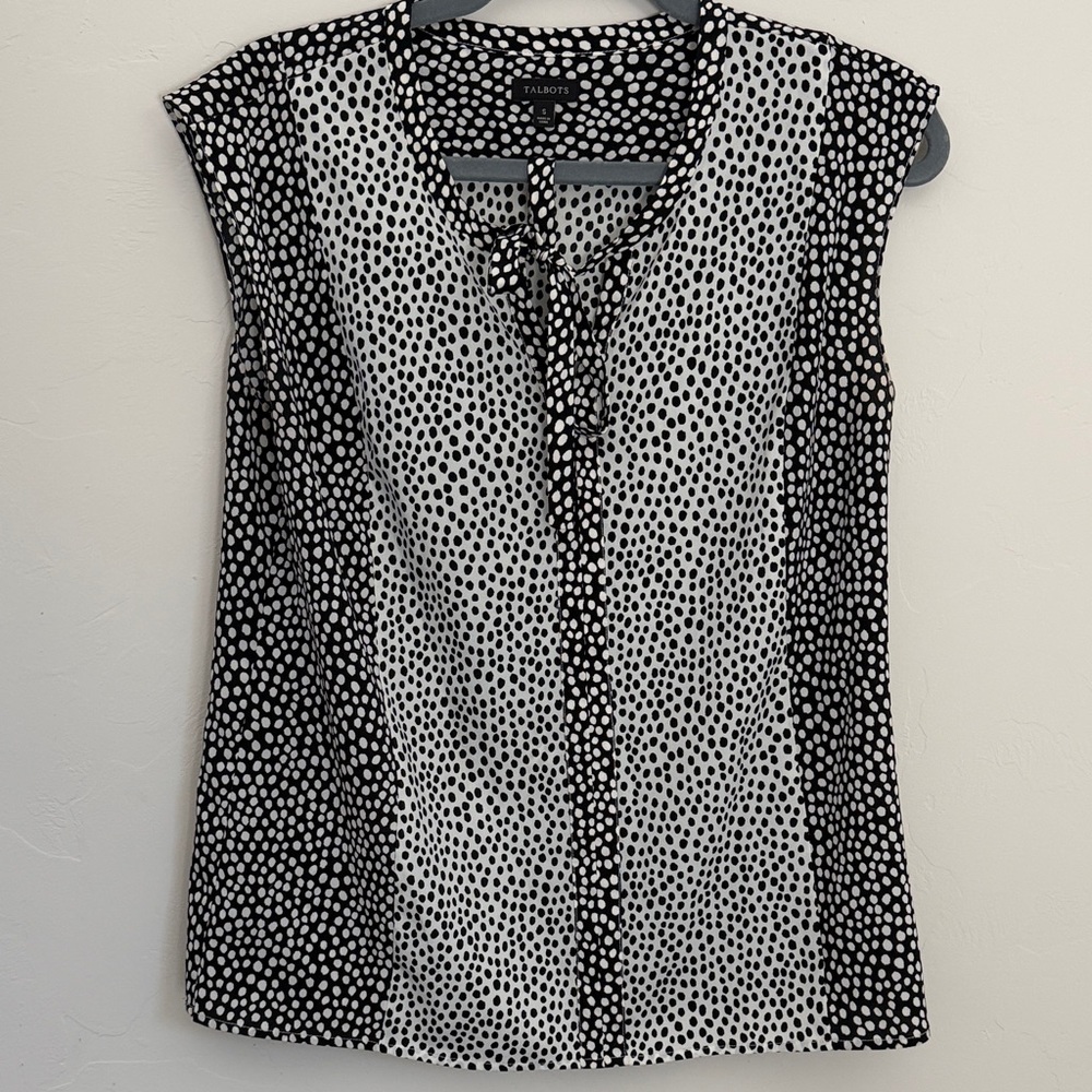 Talbots Black and White Polka Dot Blouse